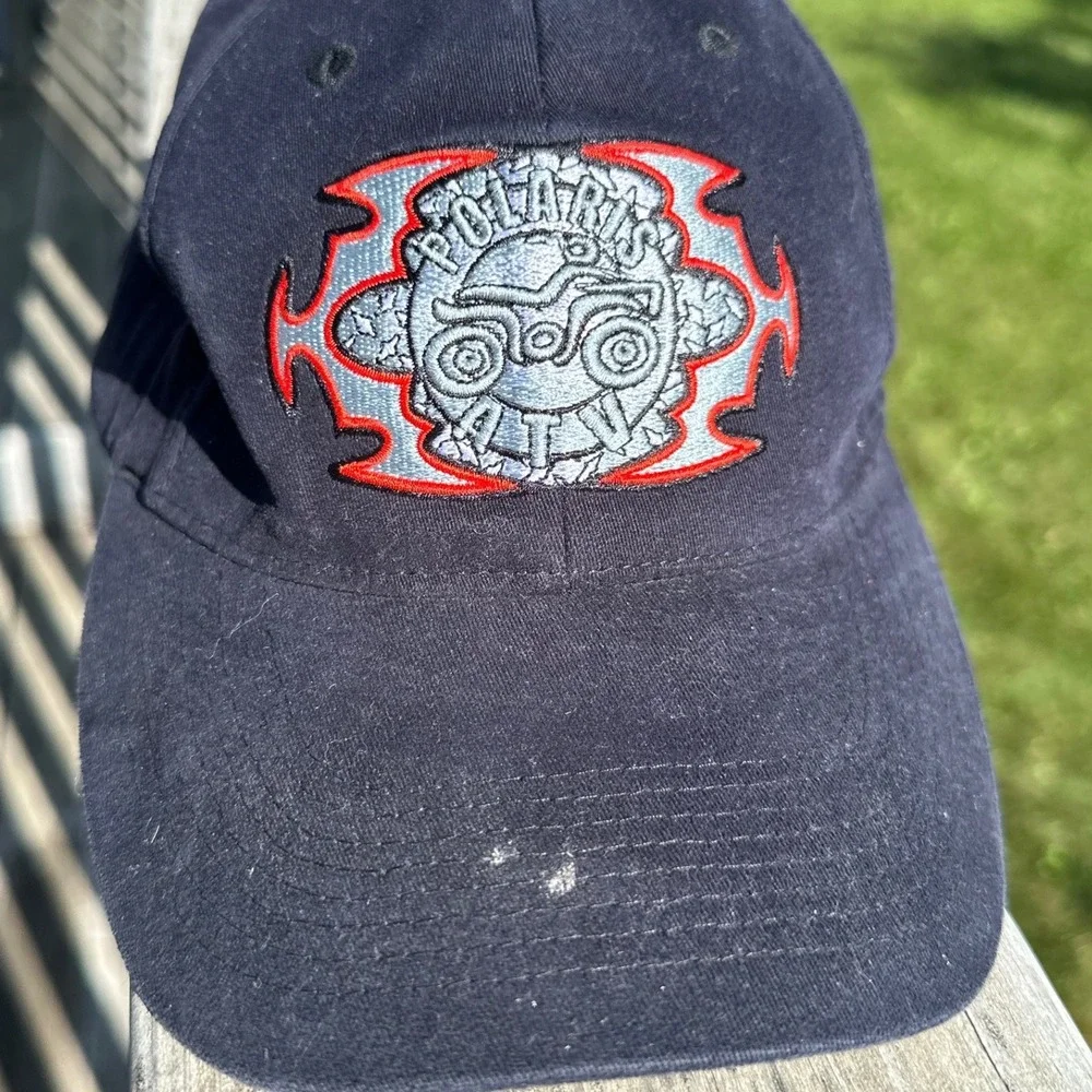 Polaris ATV Embroidered Baseball Cap Navy Blue Cotton Stretch Hat One Size